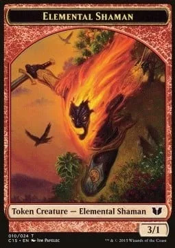 Elemental Shaman Token (R 3/1) / Knight Token (W 2/2 First Strike)