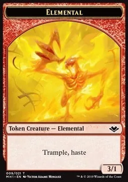 Elemental Token (R 3/1 Trample, haste) // Spirit Token (WB 1/1)