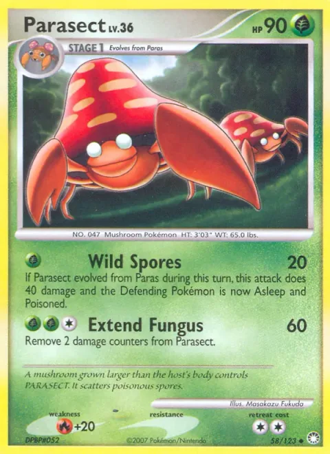 Parasect Lv.36 [Wild Spores | Extend Fungus]