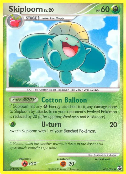 Skiploom Lv.20 [Cotton Balloon | U-turn]