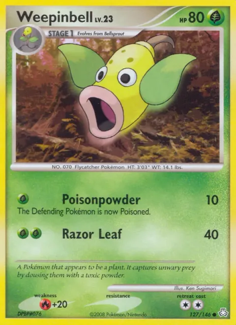 Weepinbell Lv.23 [Poisonpowder | Razor Leaf]