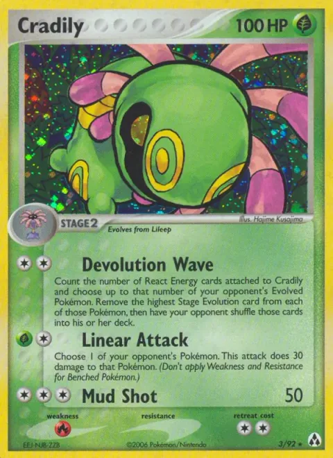Cradily [Devolution Wave | Linear Attack | Mud Shot]