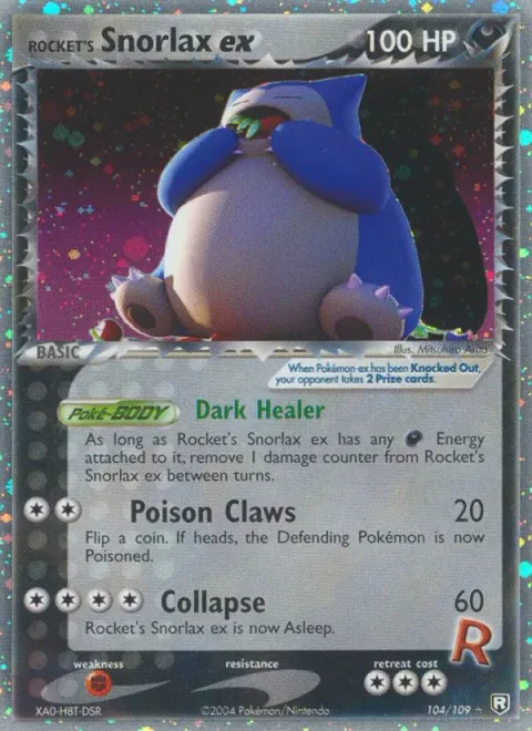 Rocket's Snorlax ex [Dark Healer | Poison Claws | Collapse]