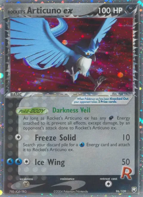 Rocket's Articuno ex [Darkness Veil | Freeze Solid | Ice Wing]