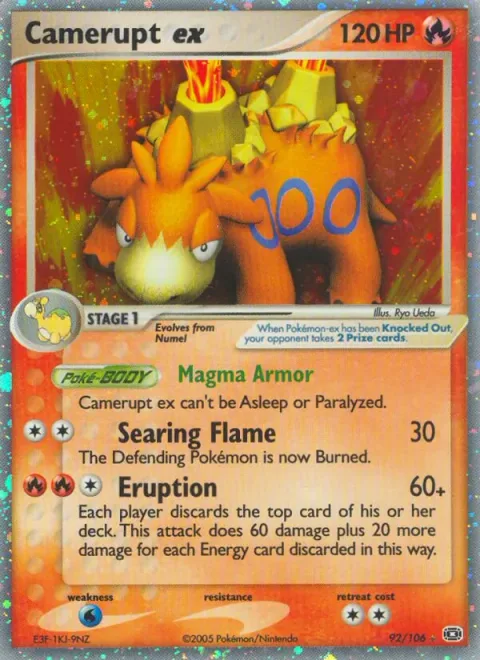 Camerupt ex [Magma Armor | Searing Flame | Eruption]