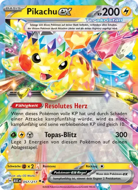 Pikachu ex [Resolute Heart | Topaz Bolt]