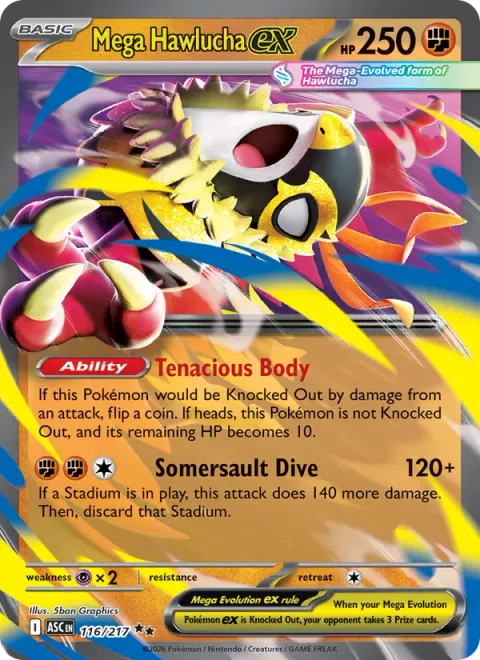 Mega Hawlucha ex [Tenacious Body | Somersault Dive]