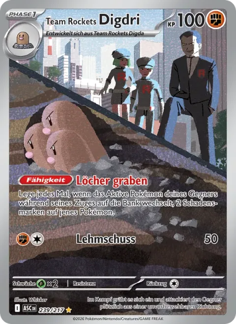 Team Rocket's Dugtrio [Holes | Mud Shot]