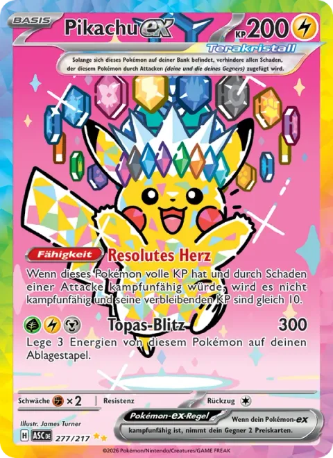 Pikachu ex [Resolute Heart | Topaz Bolt]
