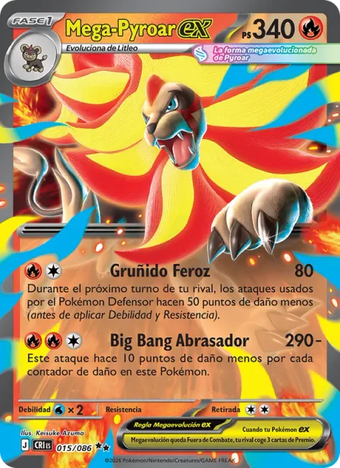 Mega Pyroar ex [Ferocious Bellow | Fiery Big Bang]