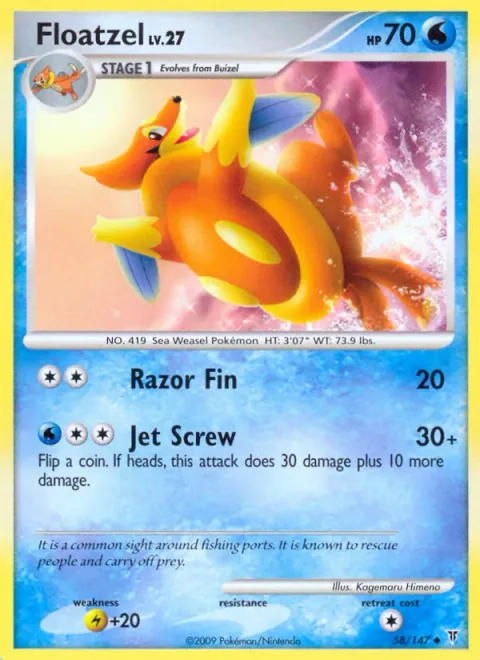 Floatzel Lv.27 [Razor Fin | Jet Screw]
