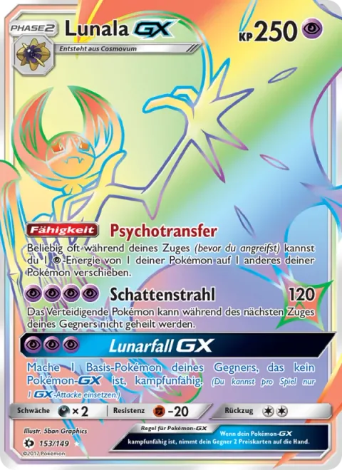 Lunala GX [Psychic Transfer | Moongeist Beam | Lunar Fall GX]
