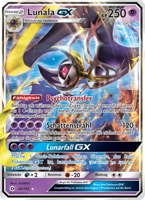 Lunala GX [Psychic Transfer | Moongeist Beam | Lunar Fall GX]