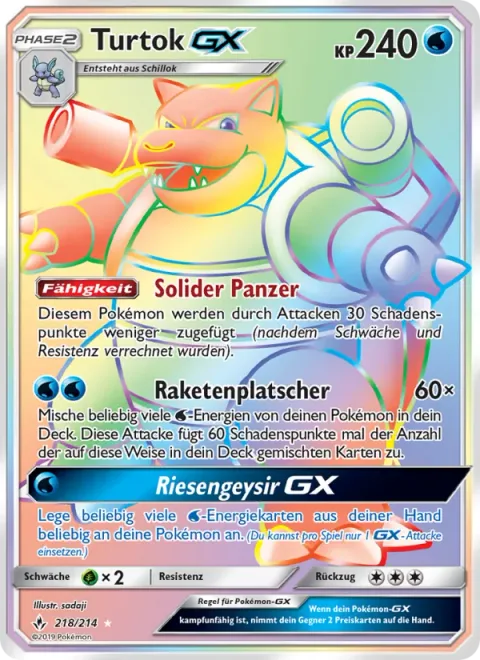 Blastoise GX [Solid Shell | Rocket Splash | Giant Geyser GX]