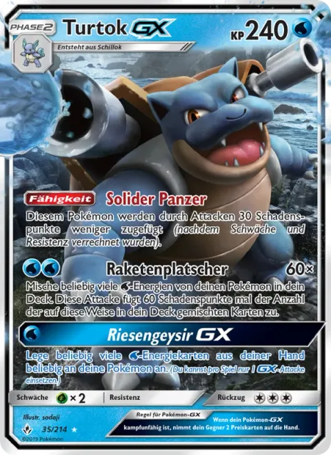 Blastoise GX [Solid Shell | Rocket Splash | Giant Geyser GX]