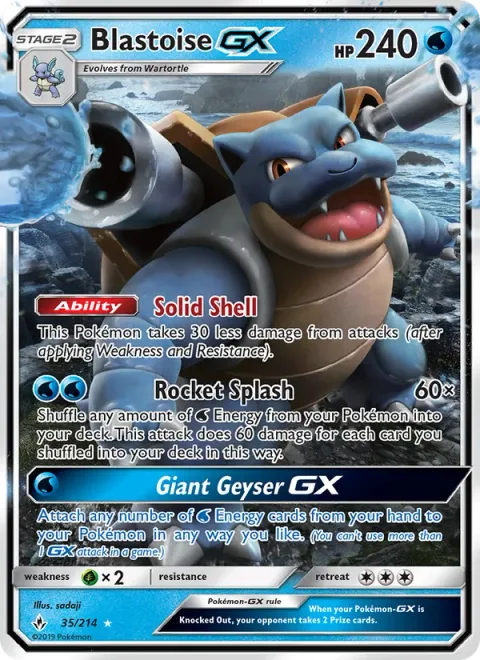 Blastoise GX [Solid Shell | Rocket Splash | Giant Geyser GX]