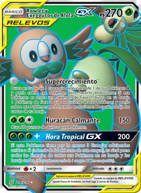Rowlet & Alolan Exeggutor GX [Super Growth | Calming Hurricane | Tropical Hour GX]
