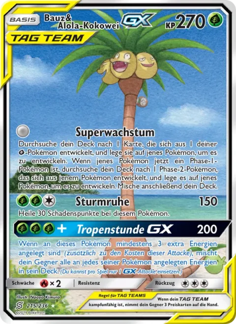 Rowlet & Alolan Exeggutor GX [Super Growth | Calming Hurricane | Tropical Hour GX]