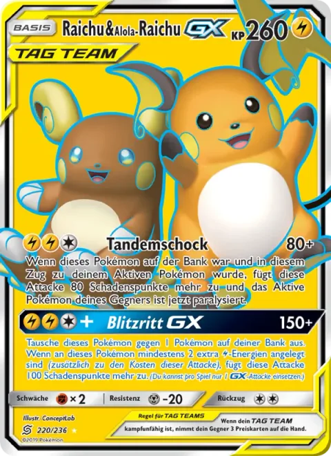 Raichu & Alolan Raichu GX [Tandem Shock | Lightning Ride GX]