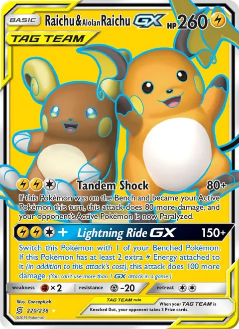 Raichu & Alolan Raichu GX [Tandem Shock | Lightning Ride GX]