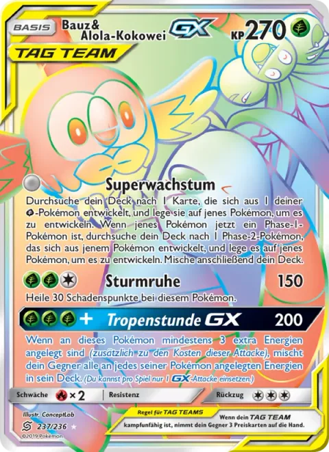 Rowlet & Alolan Exeggutor GX [Super Growth | Calming Hurricane | Tropical Hour GX]