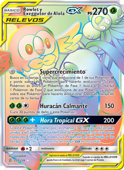 Rowlet & Alolan Exeggutor GX [Super Growth | Calming Hurricane | Tropical Hour GX]