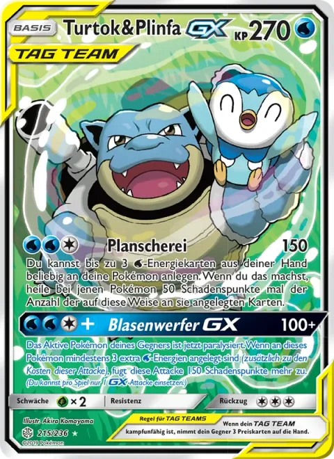 Blastoise & Piplup GX [Splash Maker | Bubble Launcher GX]
