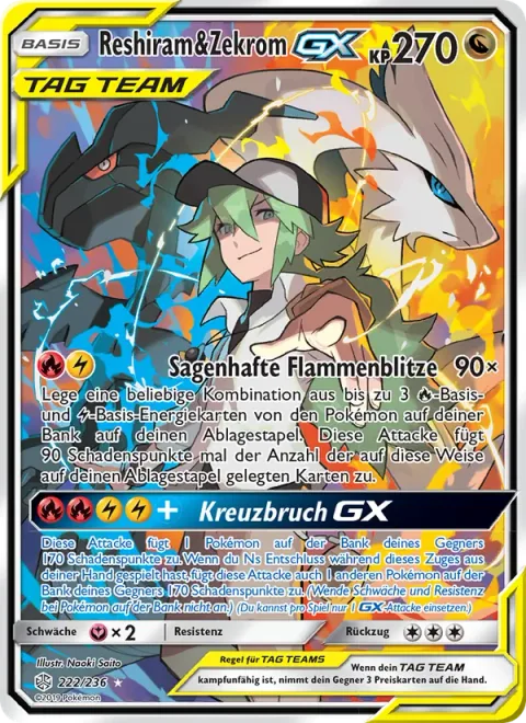 Reshiram & Zekrom GX [Fabled Flarebolts | Cross Break GX]