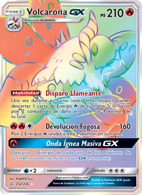 Volcarona GX [Flaming Shot | Backfire | Massive Heat Wave GX]