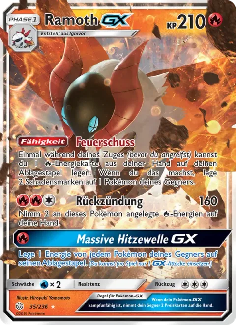 Volcarona GX [Flaming Shot | Backfire | Massive Heat Wave GX]