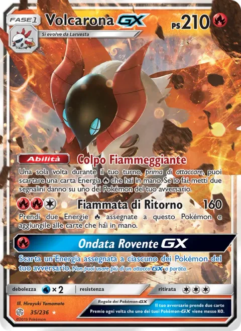Volcarona GX [Flaming Shot | Backfire | Massive Heat Wave GX]