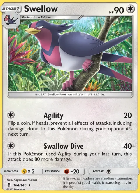 Swellow [Agility | Swallow Dive]
