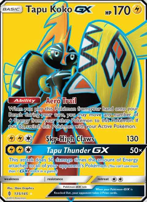 Tapu Koko GX [Aero Trail | Sky-High Claws | Tapu Thunder GX]