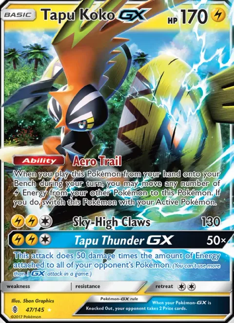 Tapu Koko GX [Aero Trail | Sky-High Claws | Tapu Thunder GX]