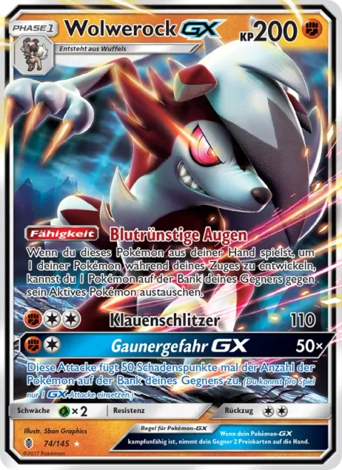 Lycanroc GX [Bloodthirsty Eyes | Claw Slash | Dangerous Rogue GX]
