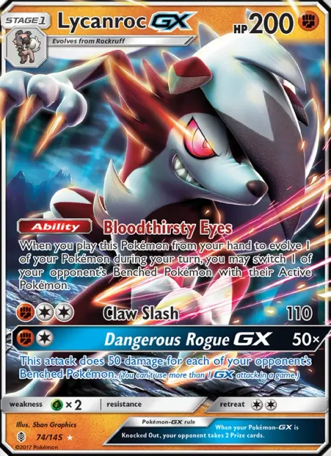 Lycanroc GX [Bloodthirsty Eyes | Claw Slash | Dangerous Rogue GX]