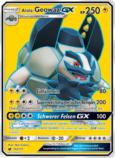 Alolan Golem GX [Hammer In | Super Electromagnetic Tackle | Heavy Rock GX]