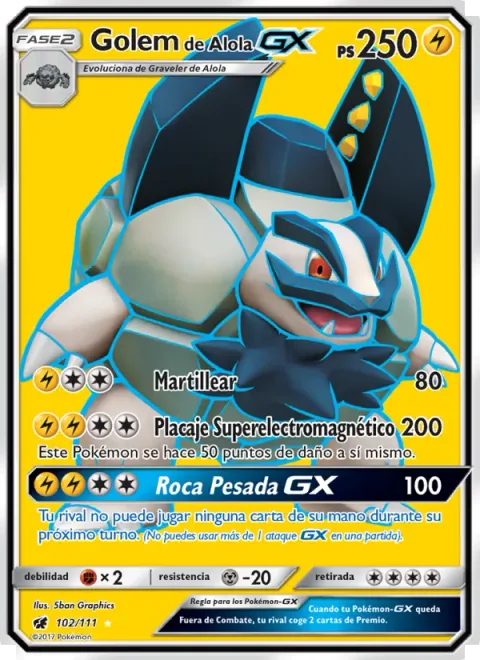 Alolan Golem GX [Hammer In | Super Electromagnetic Tackle | Heavy Rock GX]