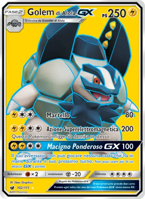 Alolan Golem GX [Hammer In | Super Electromagnetic Tackle | Heavy Rock GX]