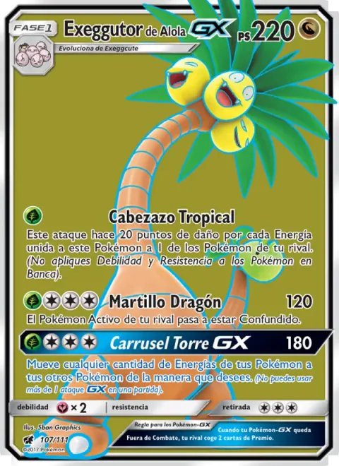 Alolan Exeggutor GX [Tropical Head | Dragon Hammer | Tower-Go-Round GX]