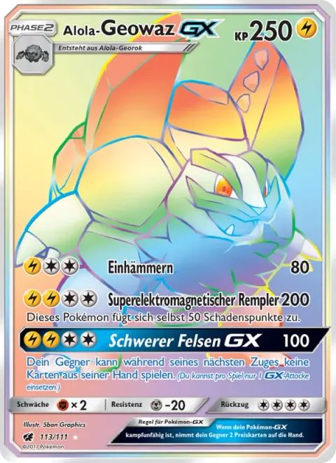 Alolan Golem GX [Hammer In | Super Electromagnetic Tackle | Heavy Rock GX]
