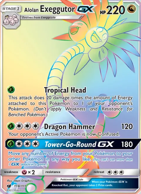 Alolan Exeggutor GX [Tropical Head | Dragon Hammer | Tower-Go-Round GX]