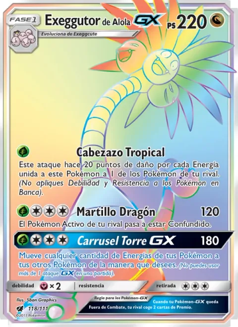 Alolan Exeggutor GX [Tropical Head | Dragon Hammer | Tower-Go-Round GX]