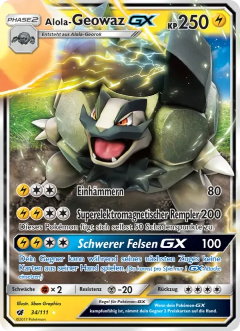 Alolan Golem GX [Hammer In | Super Electromagnetic Tackle | Heavy Rock GX]