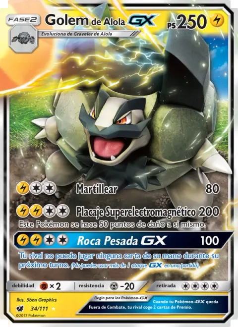 Alolan Golem GX [Hammer In | Super Electromagnetic Tackle | Heavy Rock GX]