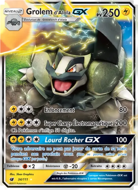 Alolan Golem GX [Hammer In | Super Electromagnetic Tackle | Heavy Rock GX]