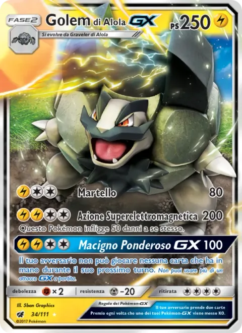 Alolan Golem GX [Hammer In | Super Electromagnetic Tackle | Heavy Rock GX]