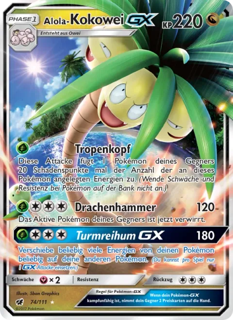Alolan Exeggutor GX [Tropical Head | Dragon Hammer | Tower-Go-Round GX]