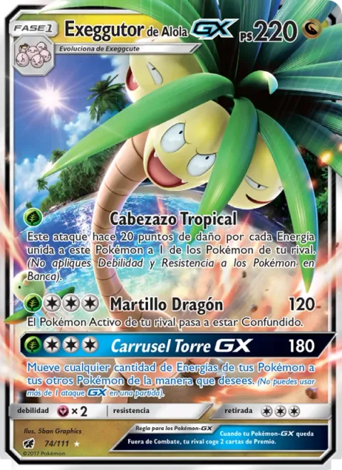 Alolan Exeggutor GX [Tropical Head | Dragon Hammer | Tower-Go-Round GX]