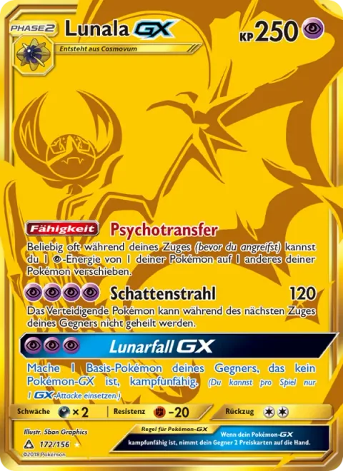Lunala GX [Psychic Transfer | Moongeist Beam | Lunar Fall GX]